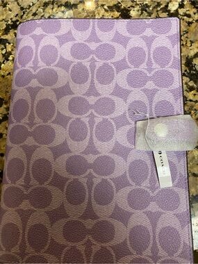 Coach Black and Lavender Spiral Notebook Folio